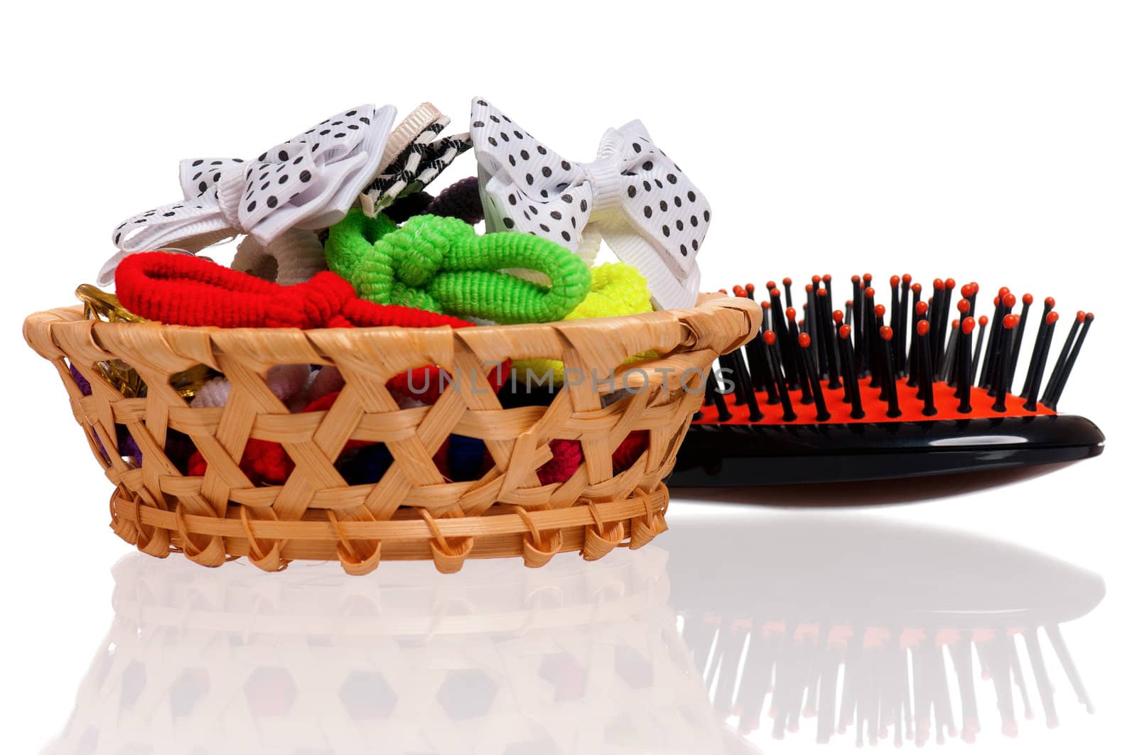 Small black hairbrush isolated on white background