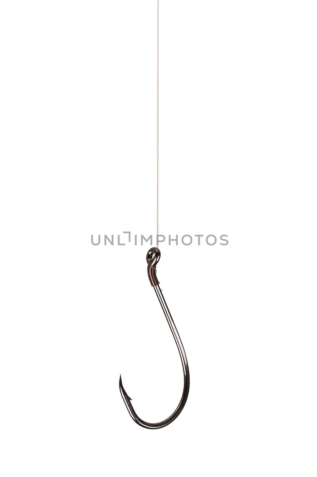 Single fish hook isolated on white background