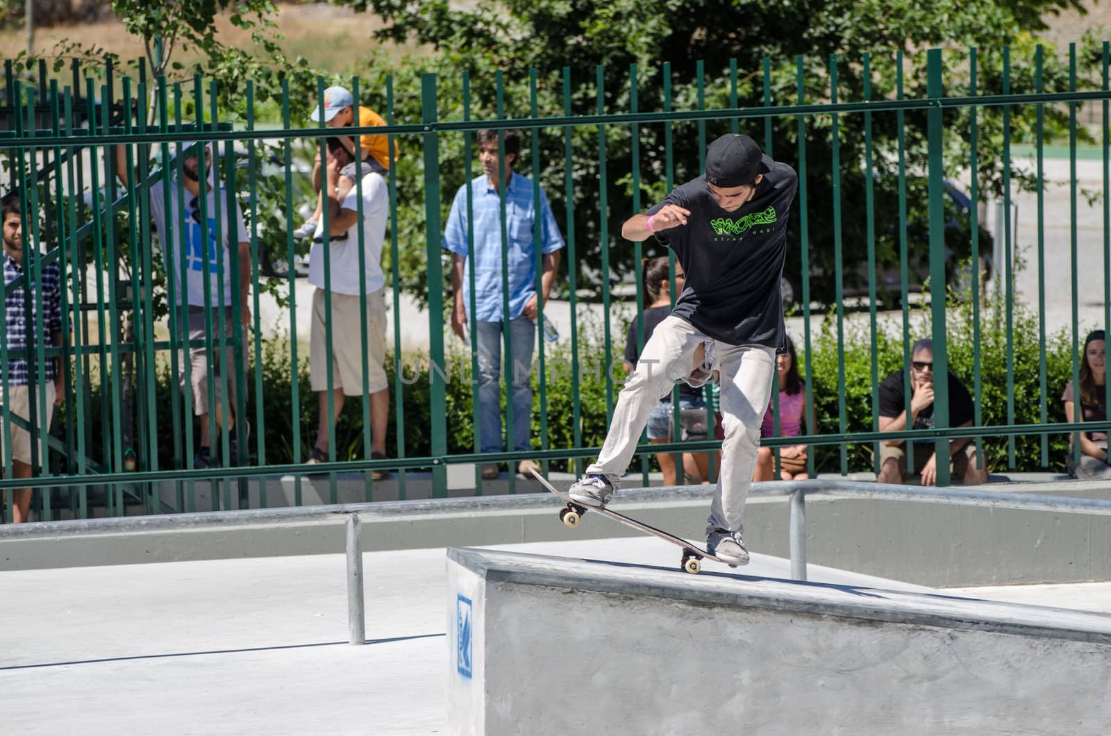 VISEU, PORTUGAL - JULY 22: Unidentified skater at DC Skate challenge by MEO on july 22, 2012 in Viseu, Portugal.