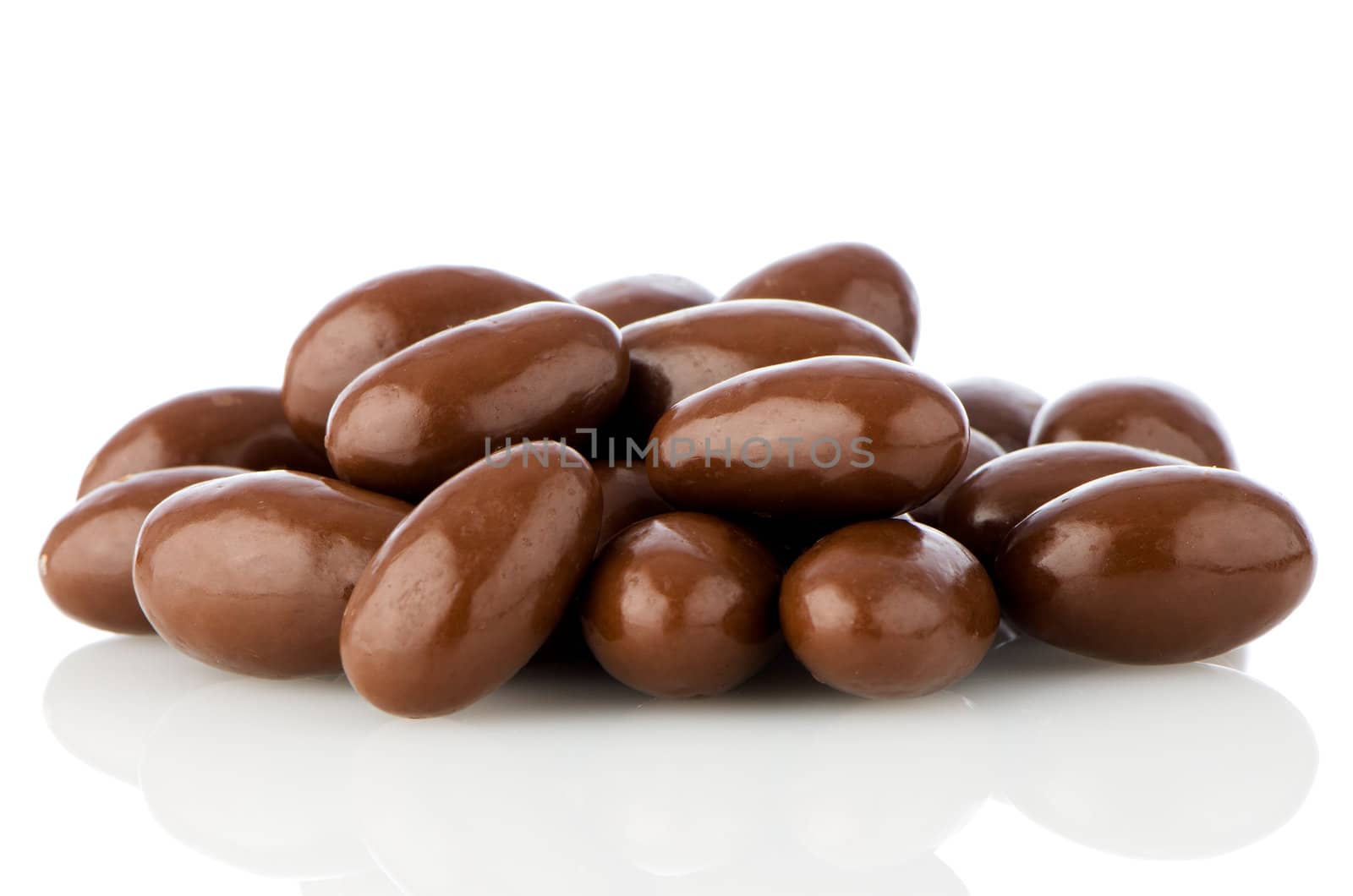 Chocolates on white background.