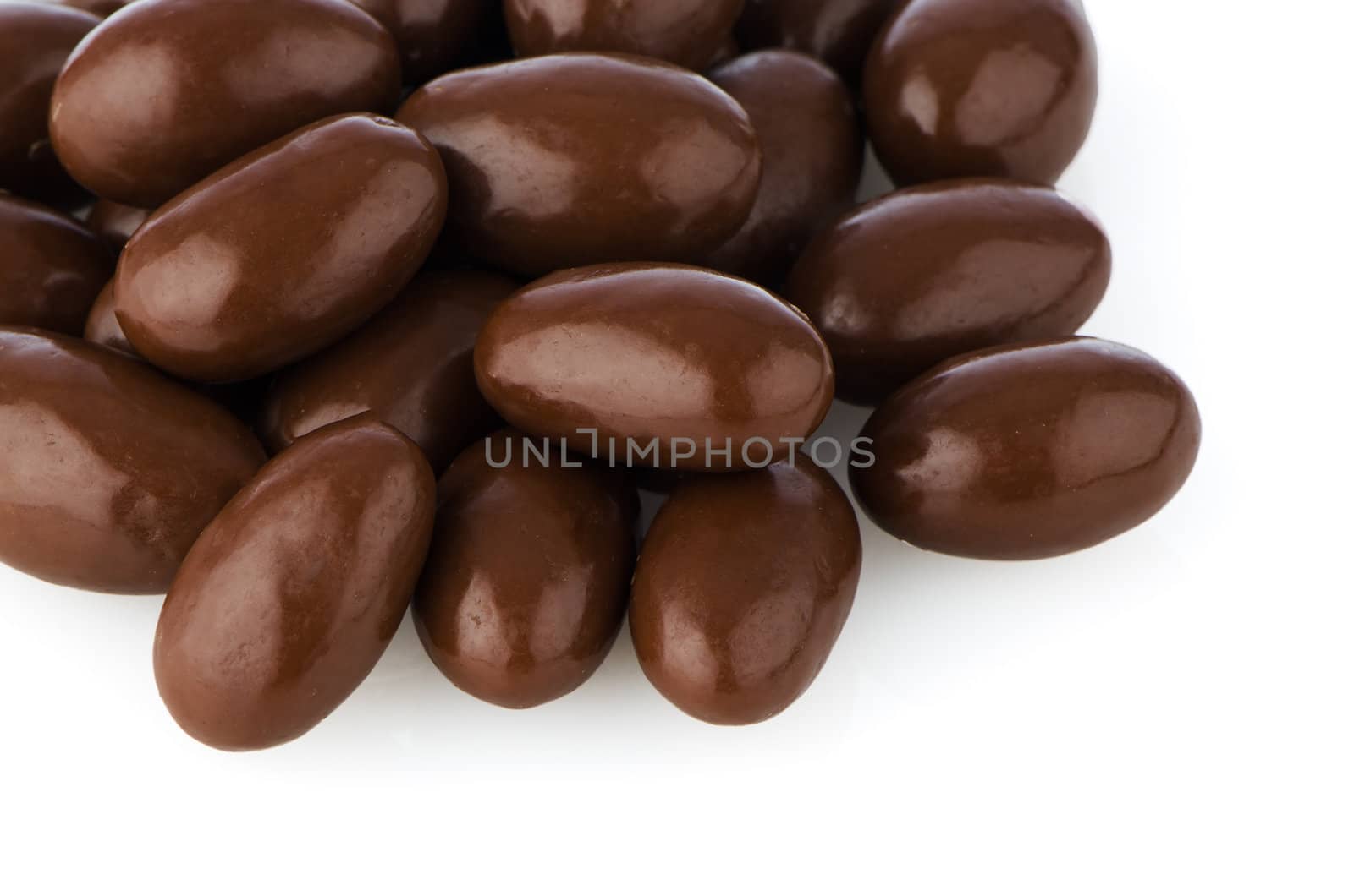 Chocolates on white background.