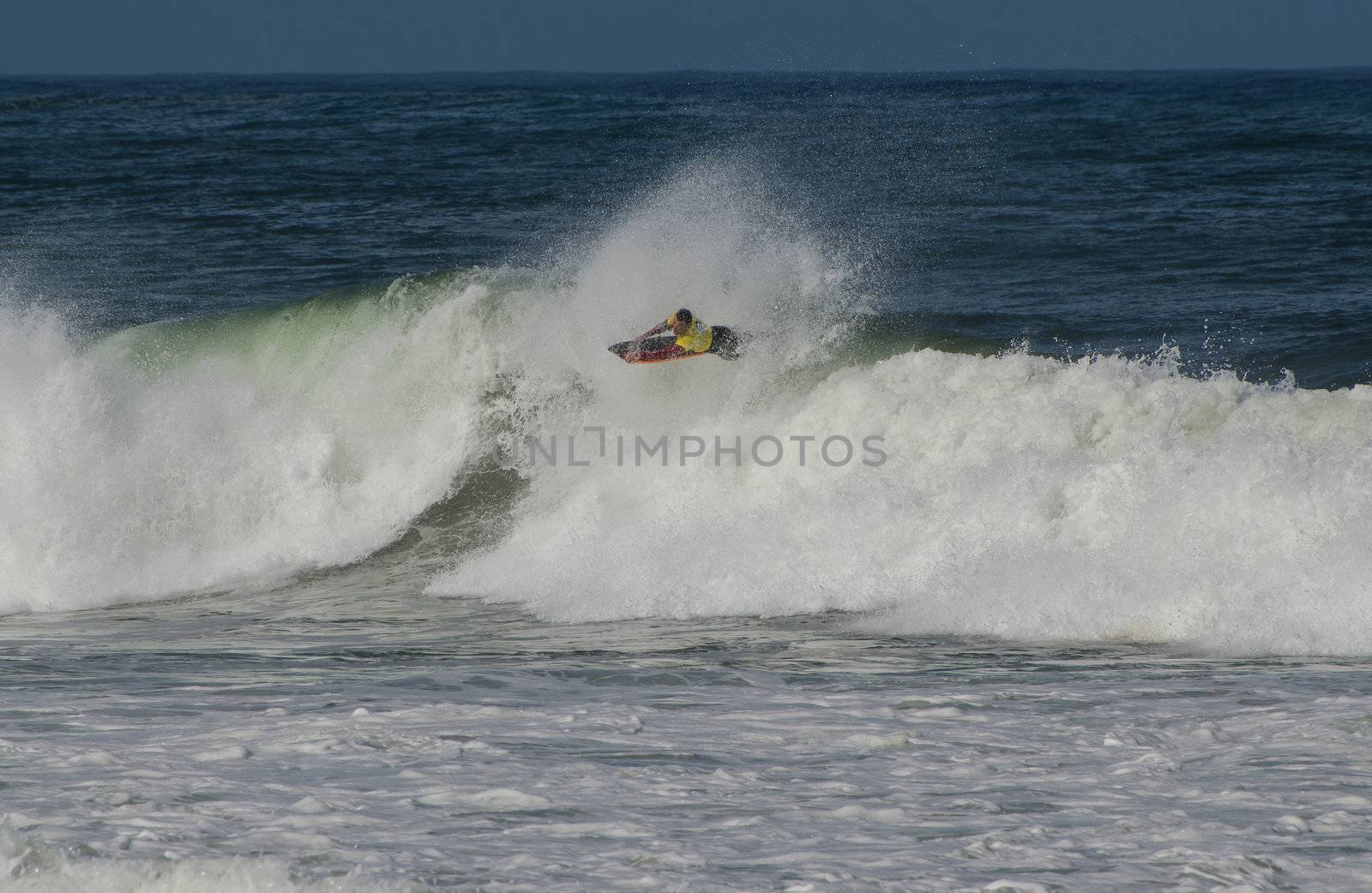 OVAR, PORTUGAL - AUGUST 16: Marco Lopes at 1st Stage of the National Open Bodyboard Championship on august 16, 2012 in Ovar, Portugal.