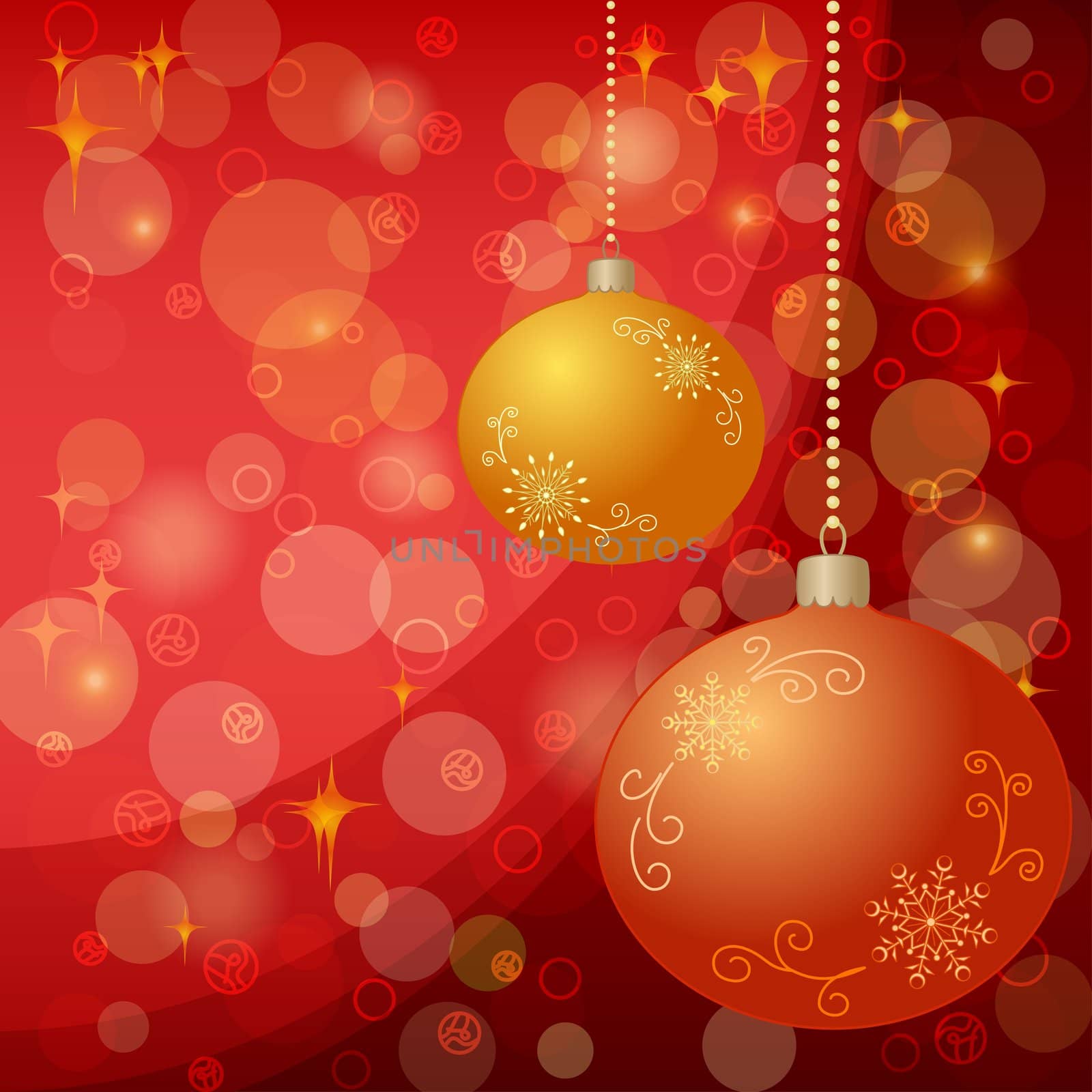 Christmas holiday background: balls, stars and circles