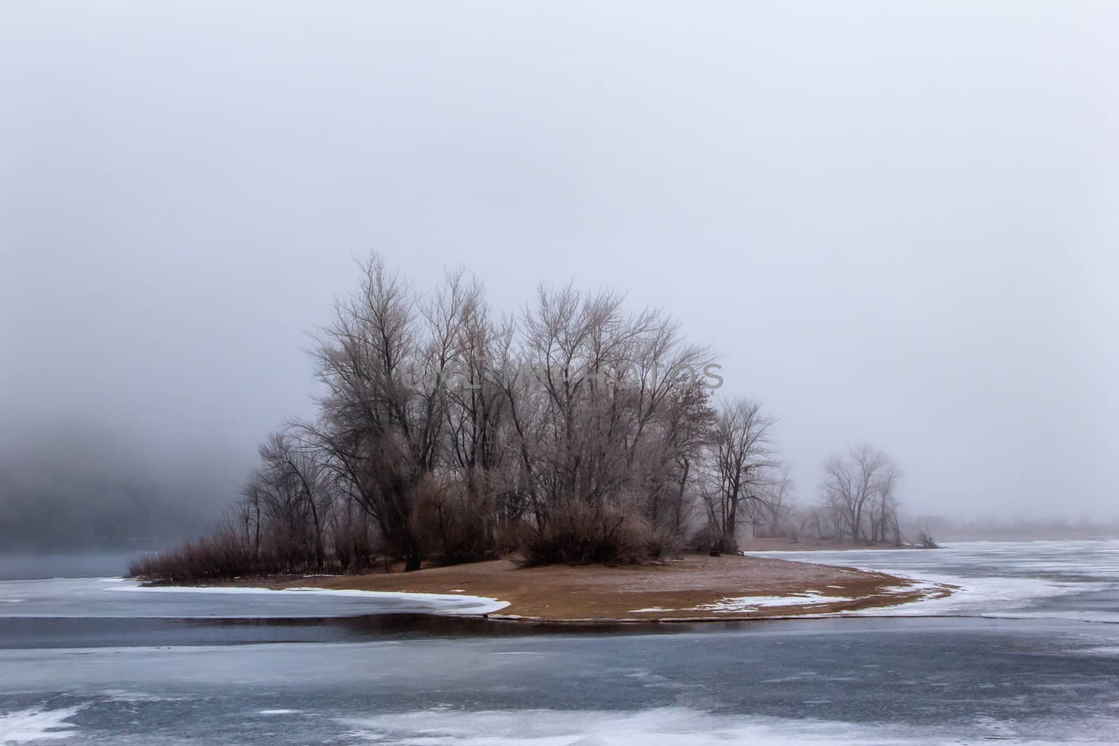 Foggy Winter Day on St,. Croix River.