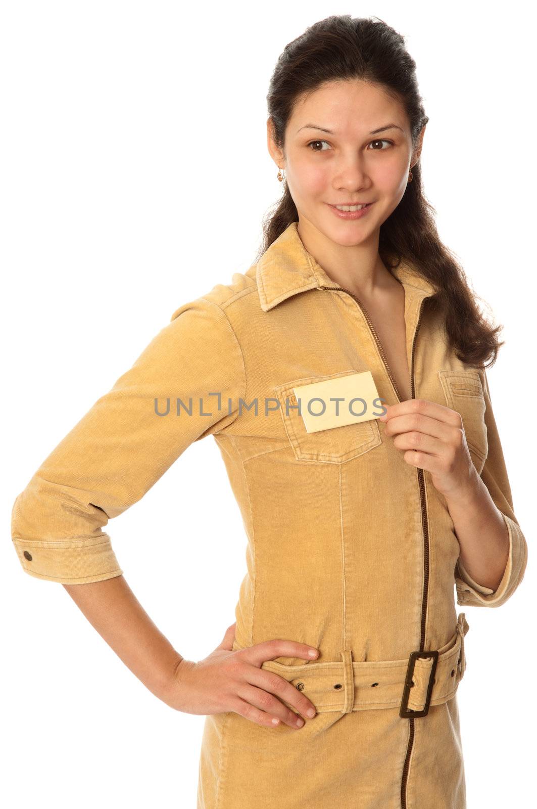 woman showing her badge to present herself at the conference