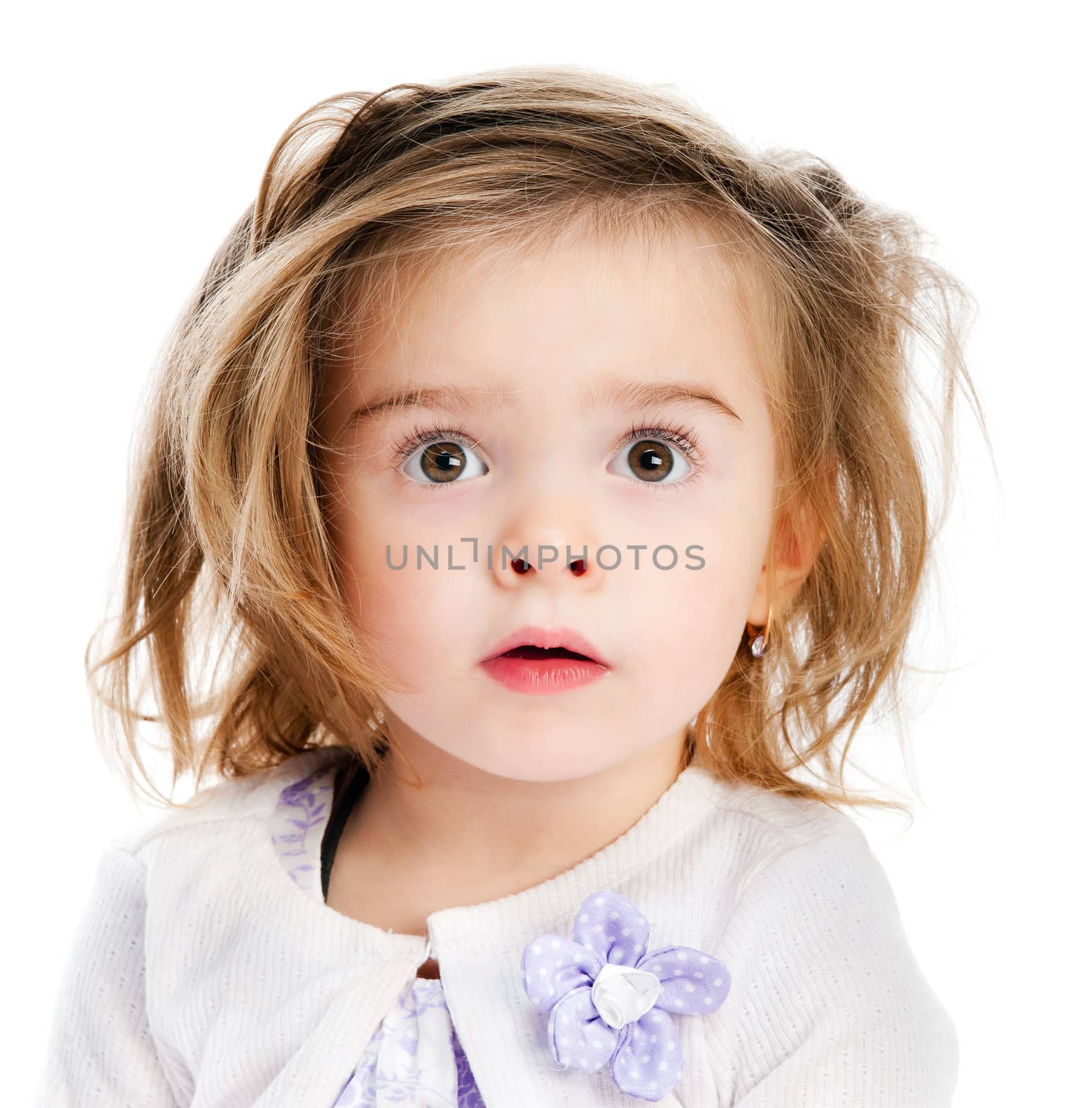 Portrait of a little girl over white