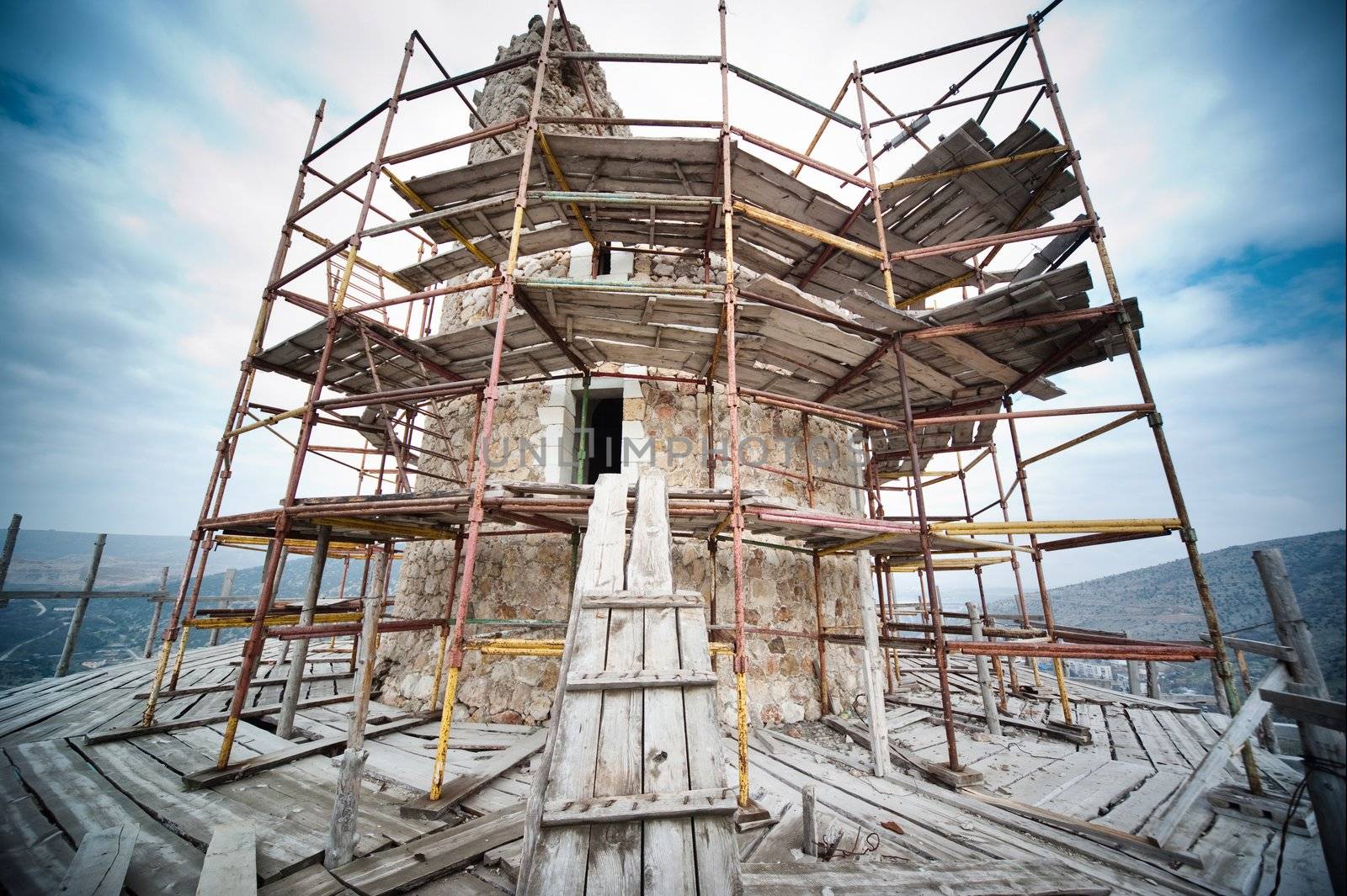 around the old fortress standing timber for reconstruction