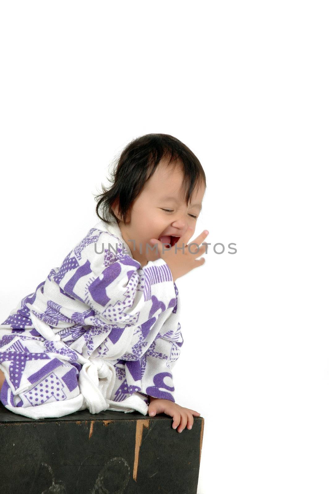 expression of asian little girl isolated on white background
