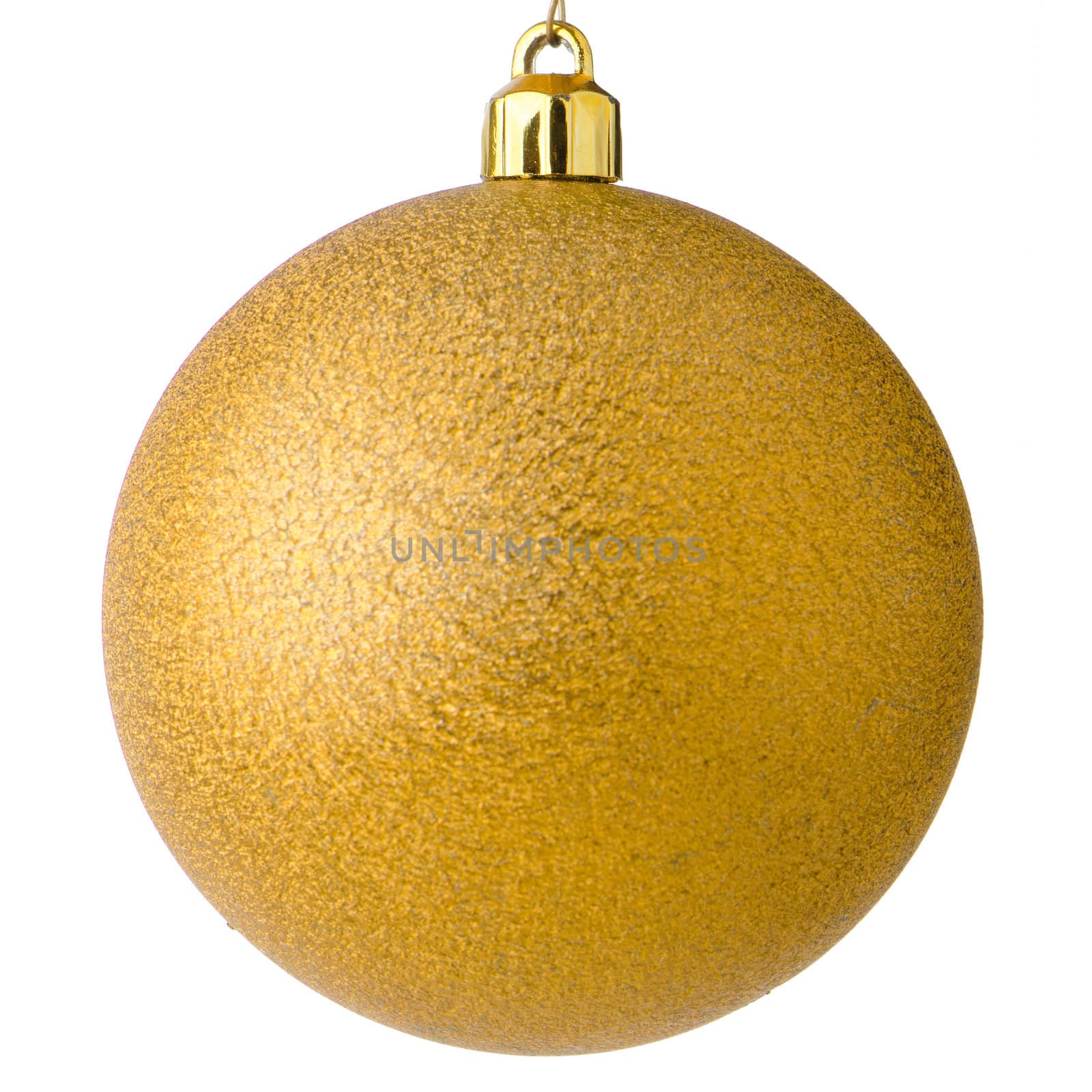 Yellow christmas ball isolated on white background.