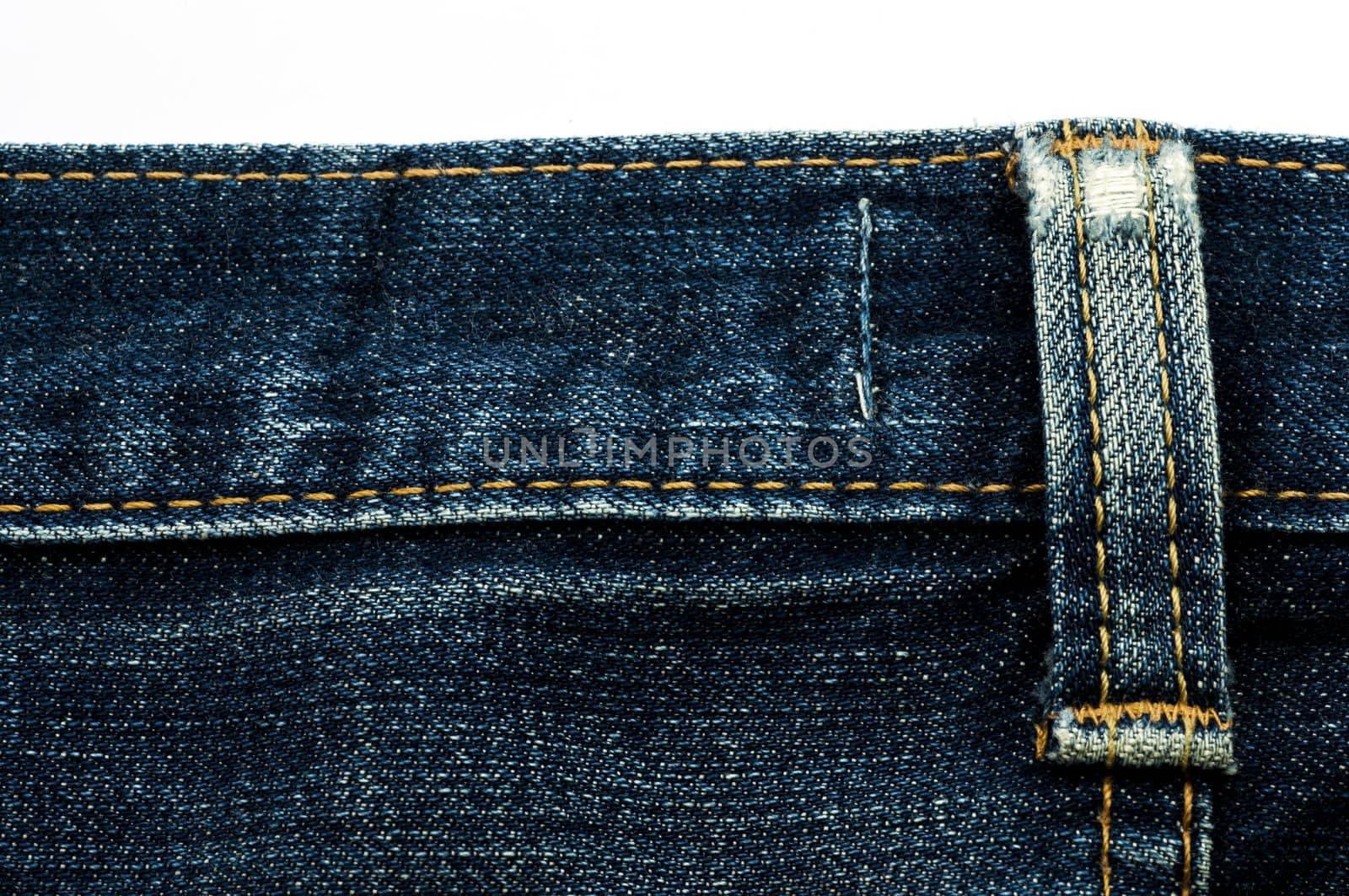 Blue Jeans Material Closeup - Blue Denim Background. by TanawatPontchour