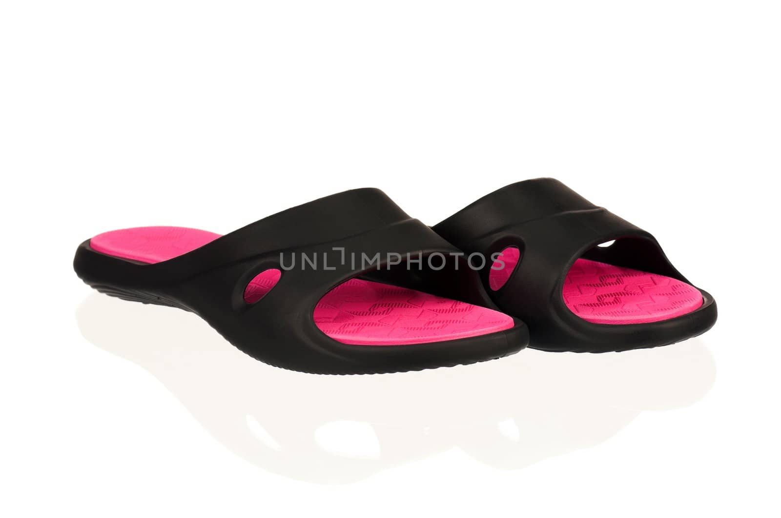 Black beach shoes isolated on white background