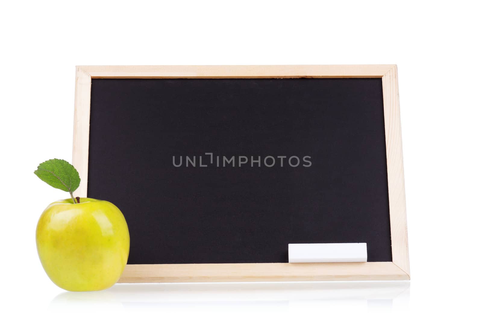 Small wooden blank blackboard isolated on white background