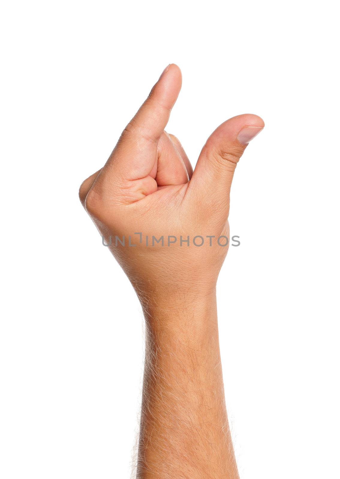 Man hand sign isolated on white background