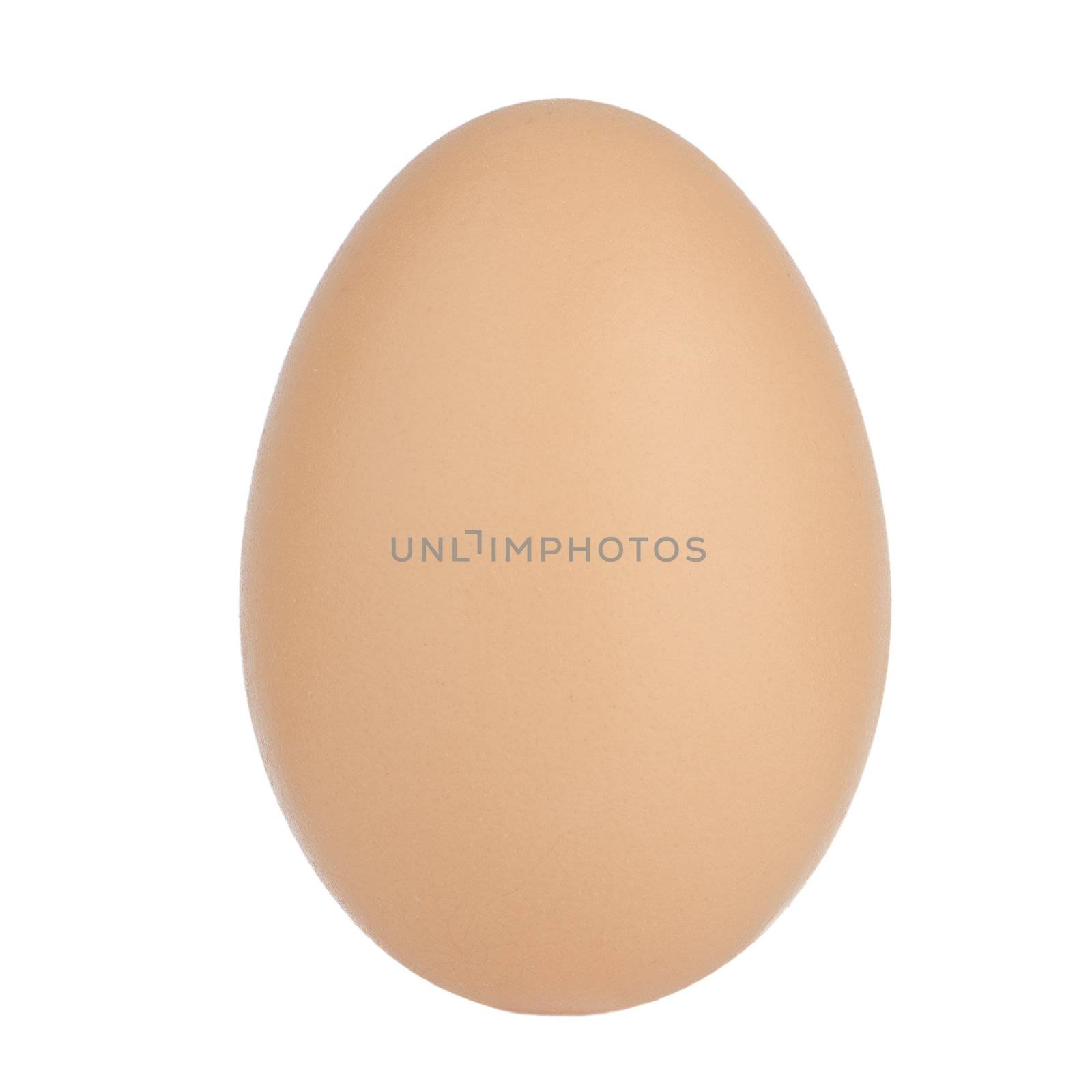 Close up of egg isolated on white background.