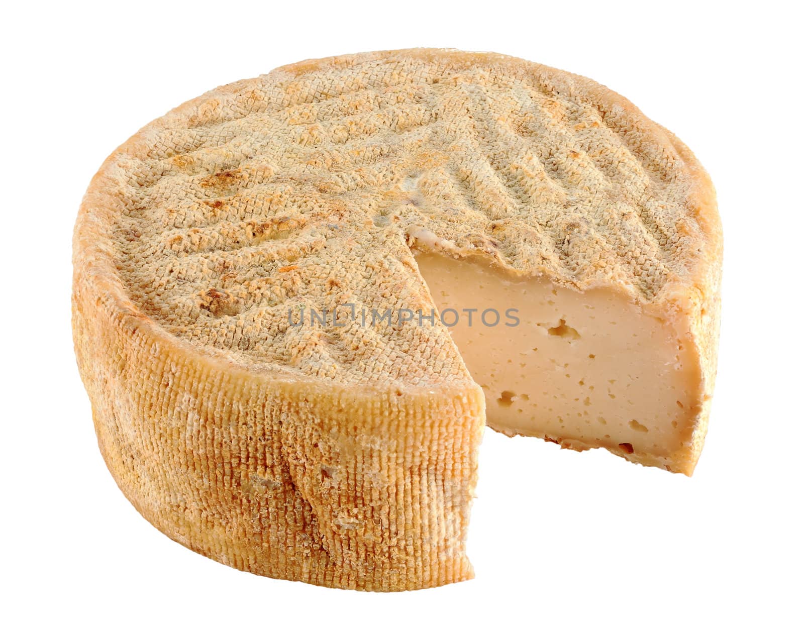 goat cheese and cut into wedge isolated with clipping path