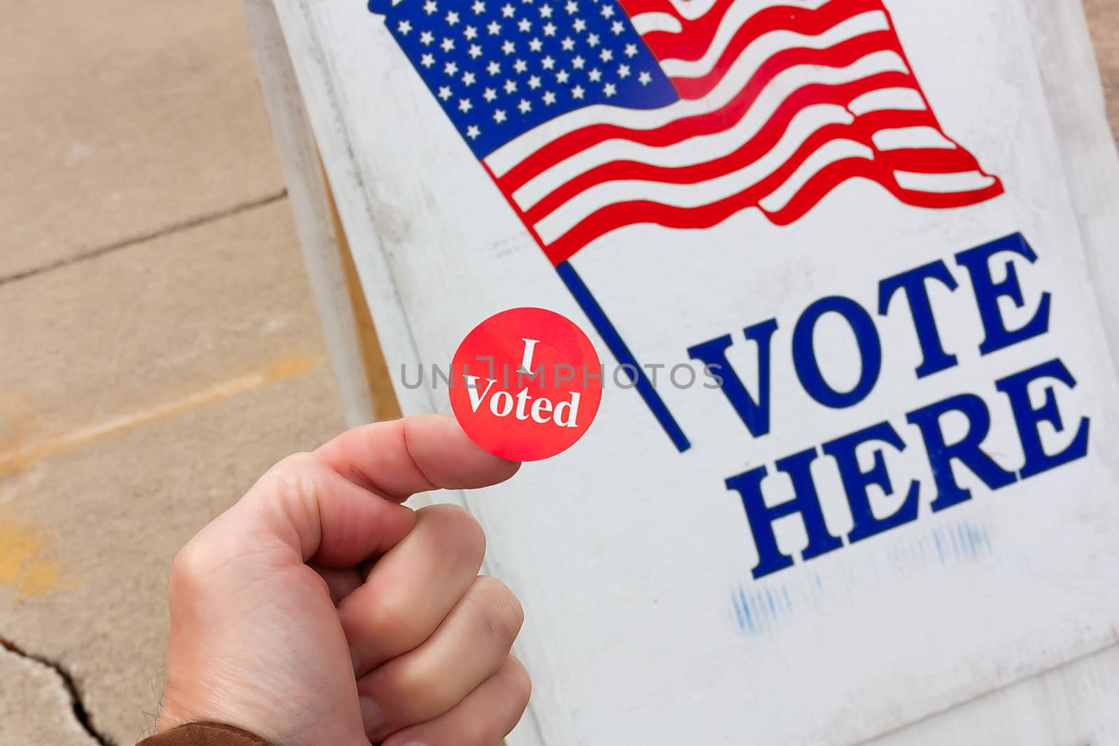 Voter Proudly Displays Evidence that He Voted on Election Day in the United States.