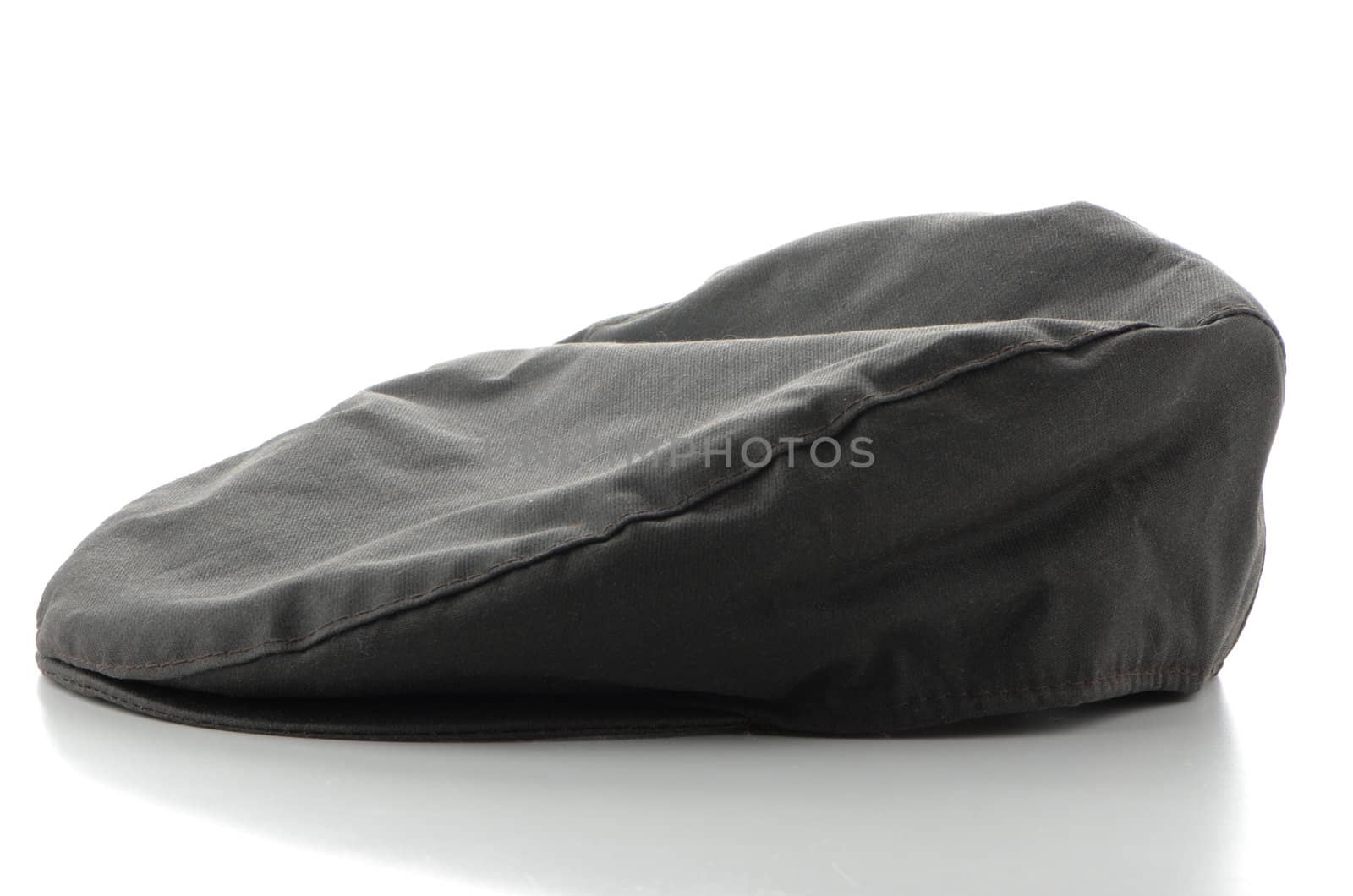 Grey stylish cap on white background.