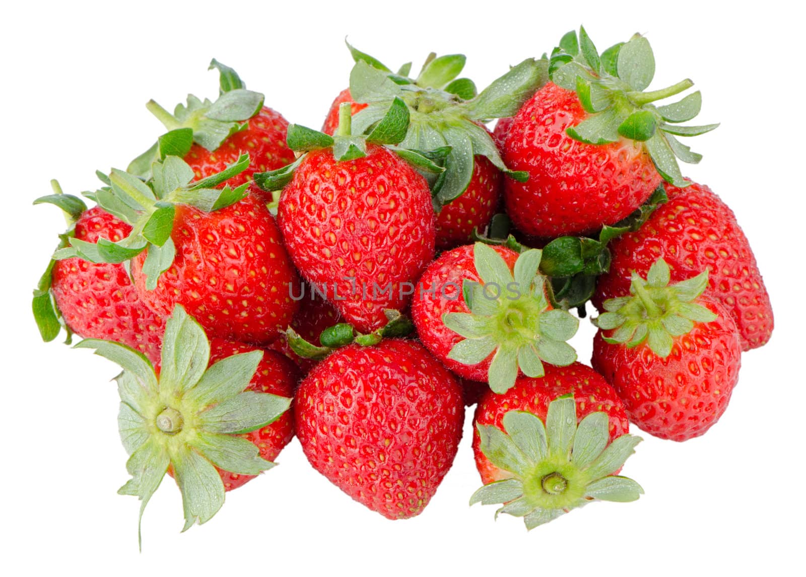 Appetizing strawberries on a white background.