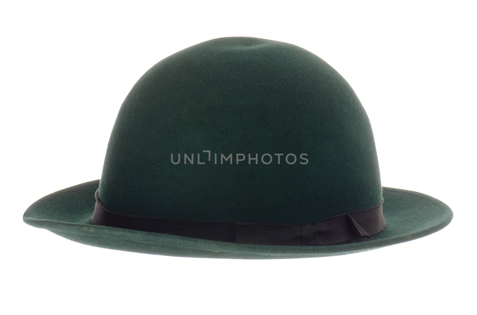 Green vintage hat isolated on white background.