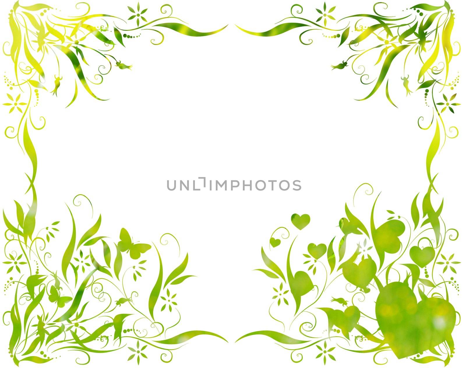 floral foliage beautiful arty background against white