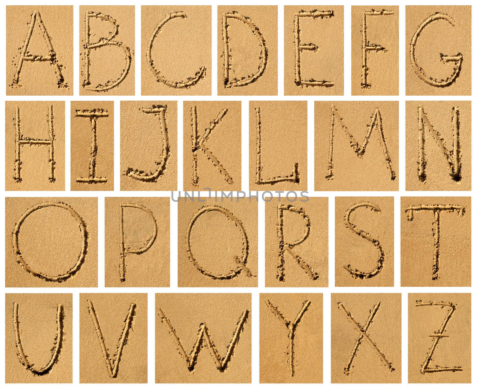 set of sandy bright alphabet