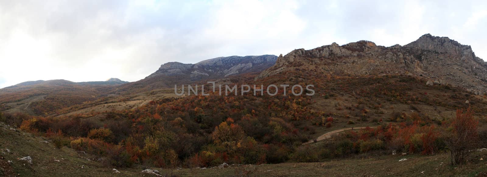 clouds on the mountain Demerdji. Alushta, Crimea, Ukraine. panorama
