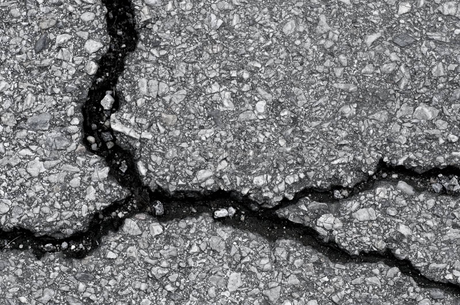 Old worn and cracked asphalt with cracks by TanawatPontchour