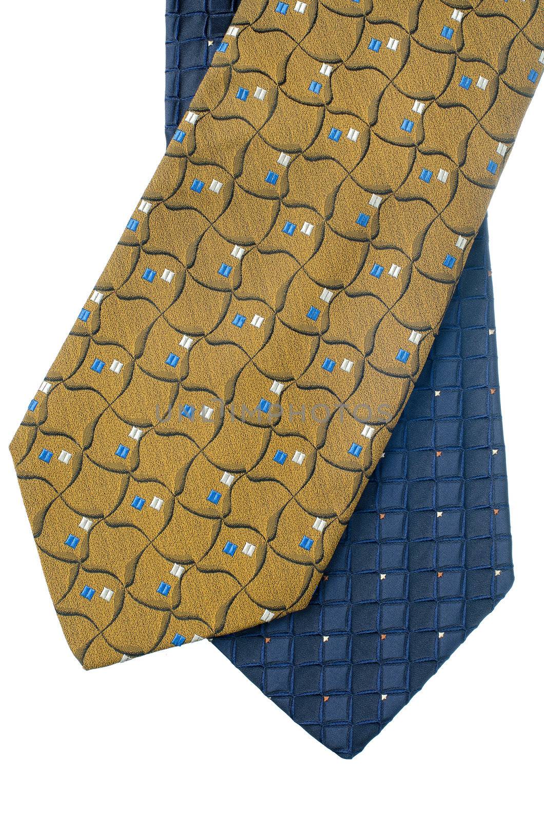 Closeup of two ties isolated on white background.