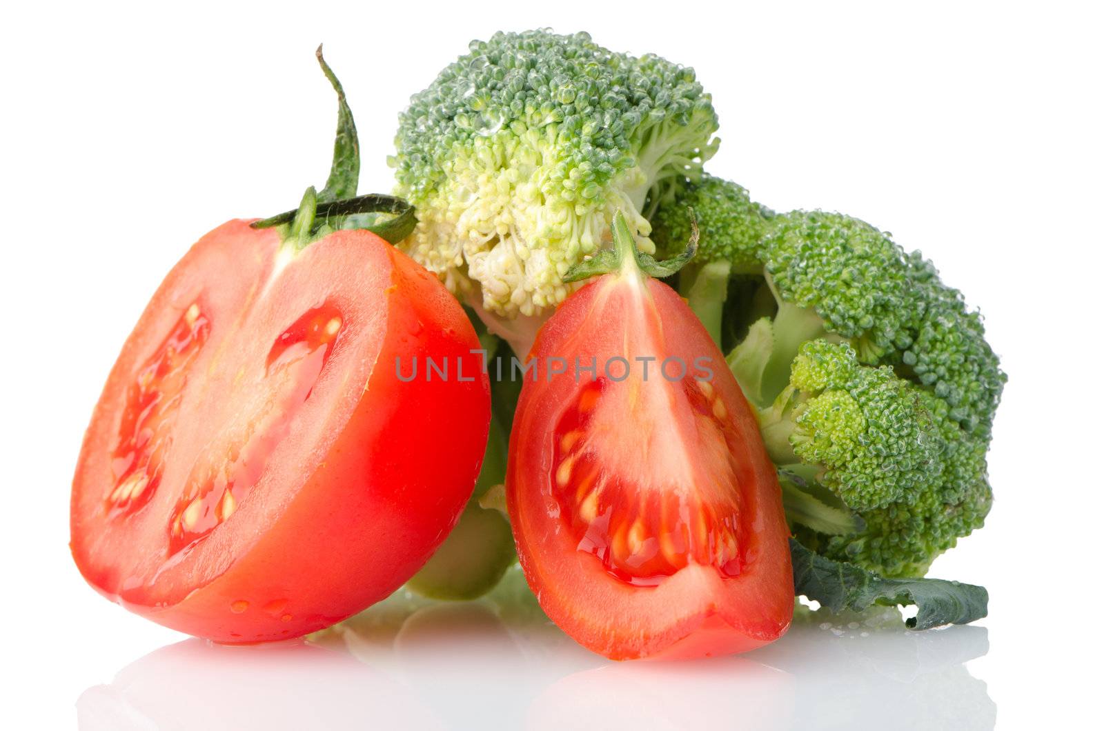 Vegetables still life Isolated on white background.