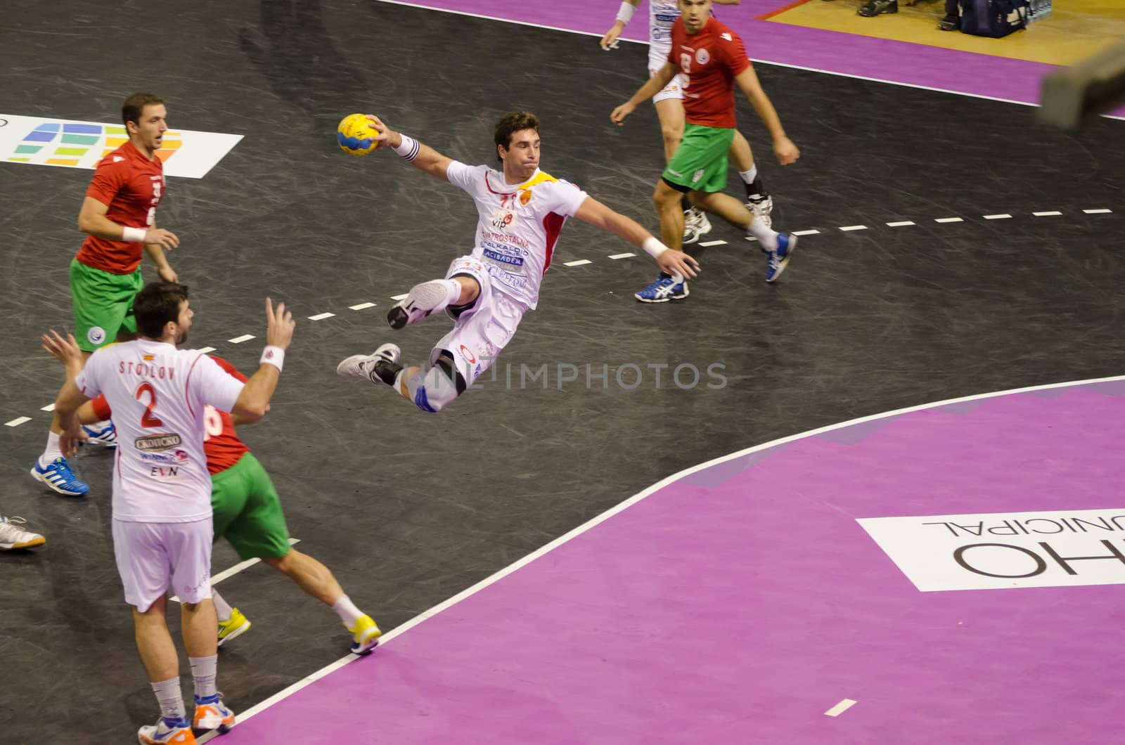 ESPINHO, PORTUGAL - NOVEMBER 4 : Mirkulovski (MKD) during the European Handball Championship qualifying match Portugal - Macedonia, November 4, 2012 in Espinho, Portugal