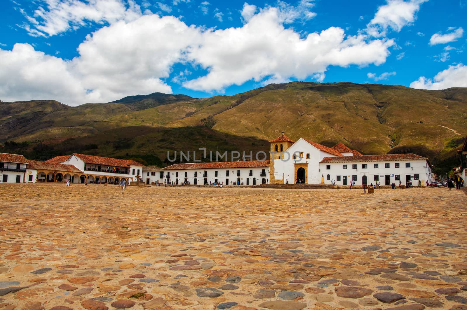 A view of the town square in Villa de Leyva, Colombia