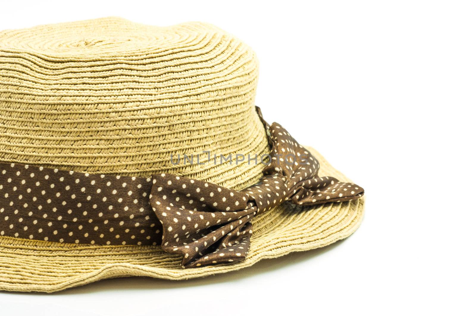 weave hat, brown weaving hat with brown ribbon.