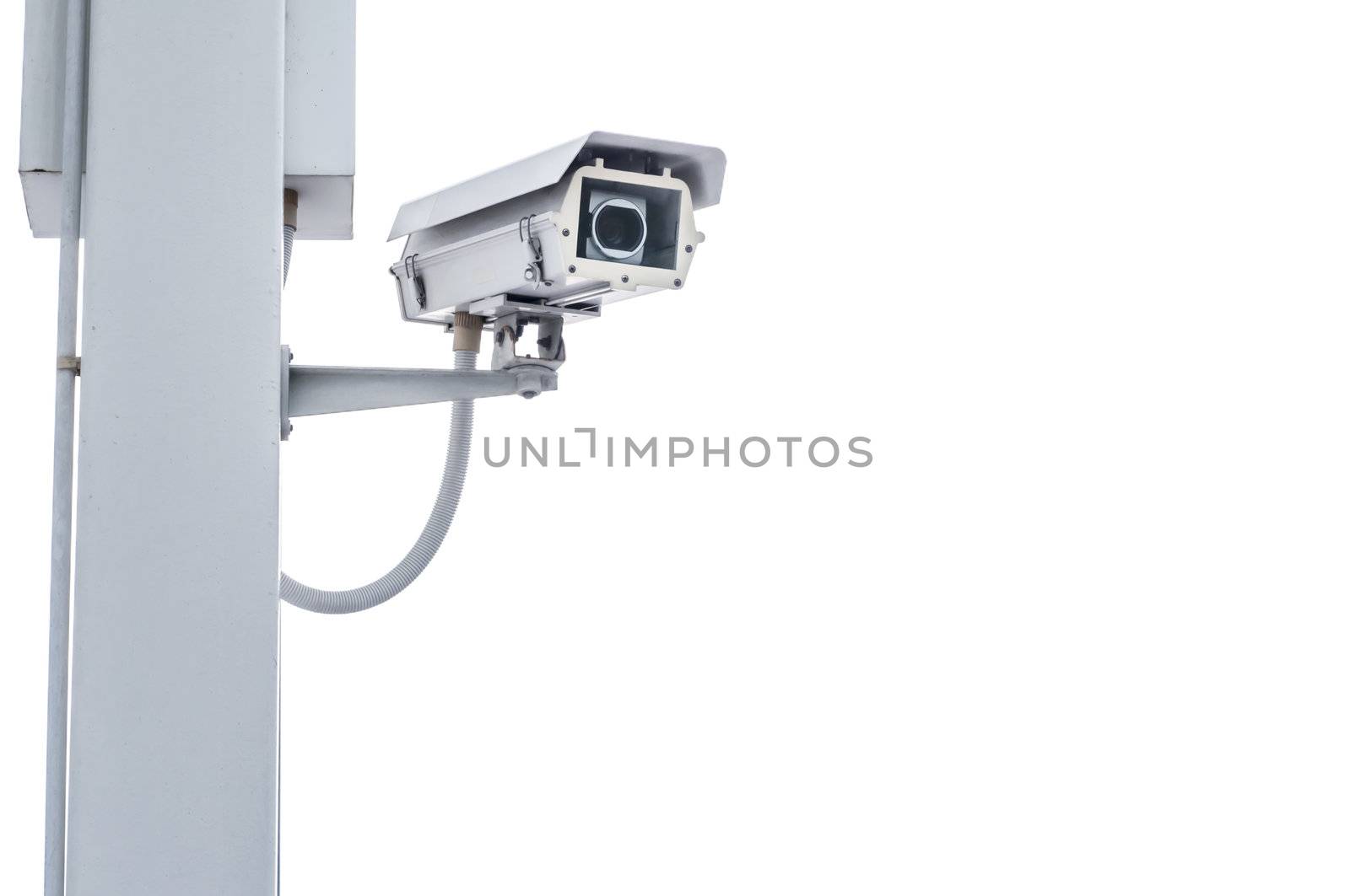 Security camera isolated on white by TanawatPontchour