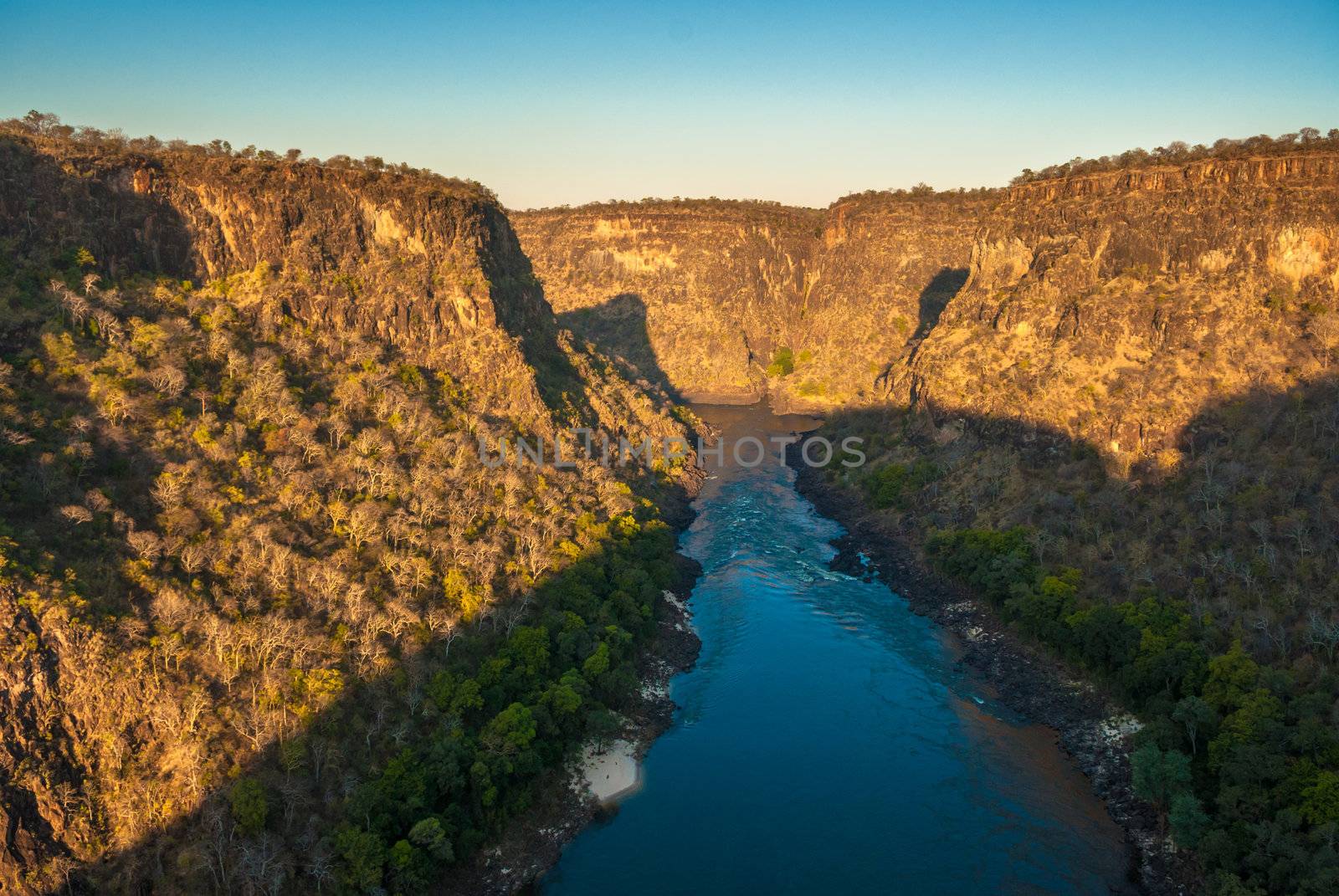 Zambezi river gorge from the air, Zambia/Zimbabwe