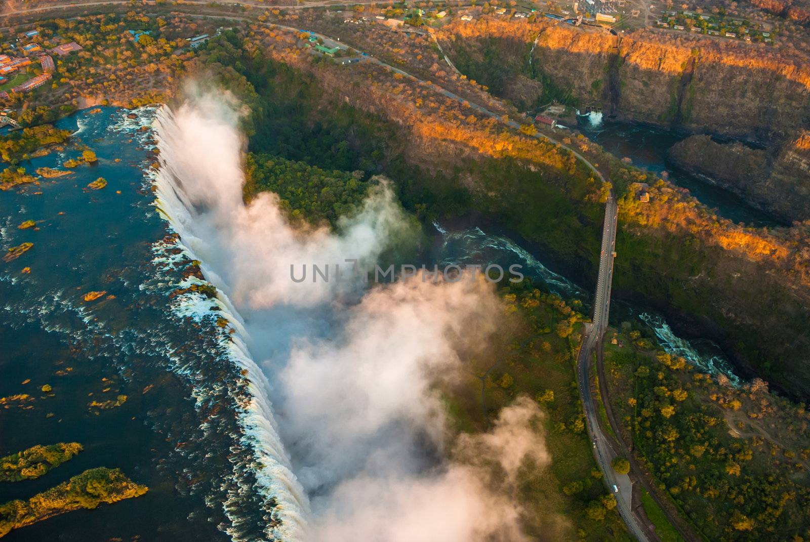 Victoria Falls seen from the air, Zambia/Zimbabwe