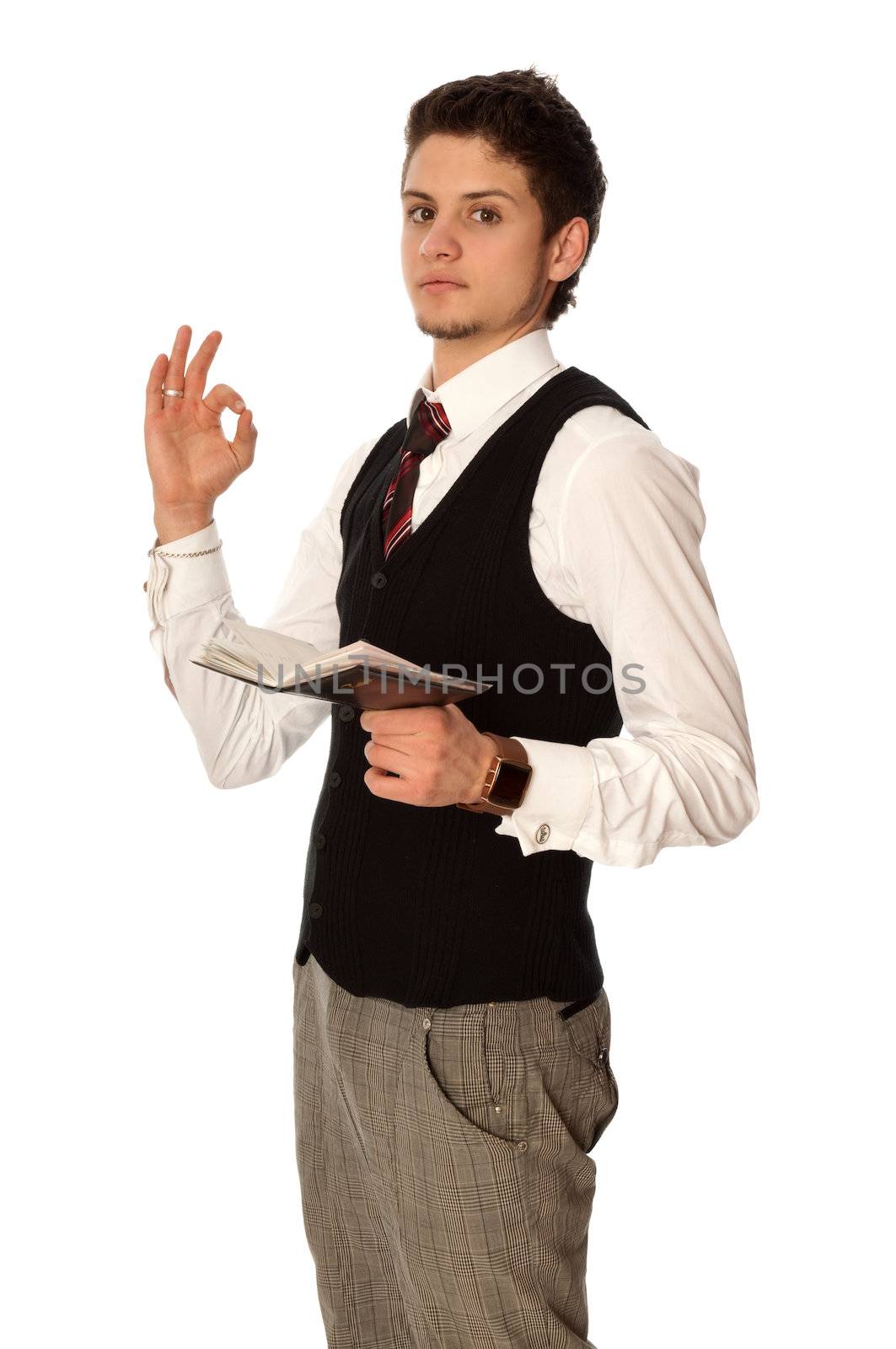 businessman showing his daily plan of action is finished