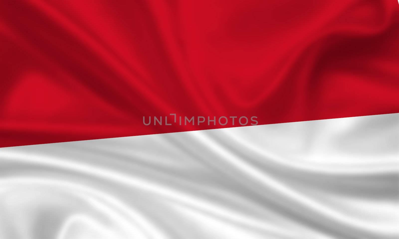 waving flag of indonesia / monaco