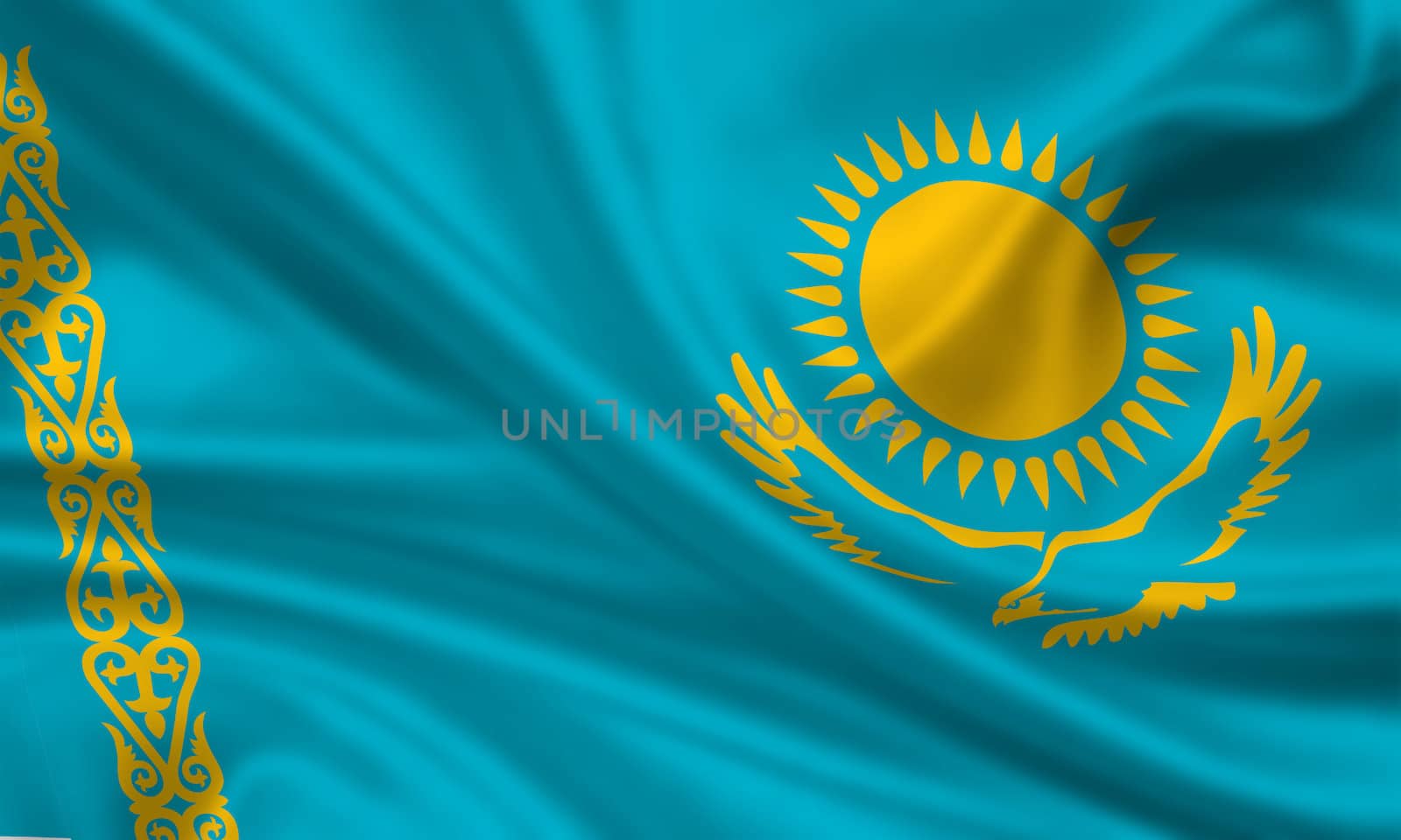waving flag of kazakhstan