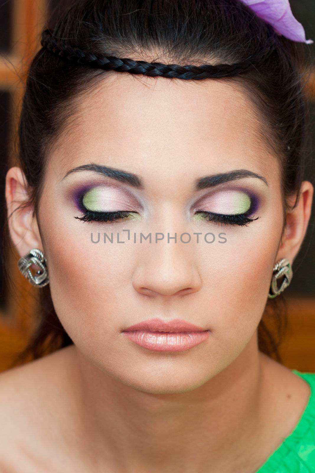 a close up portrait of a brunette beautiful girl 