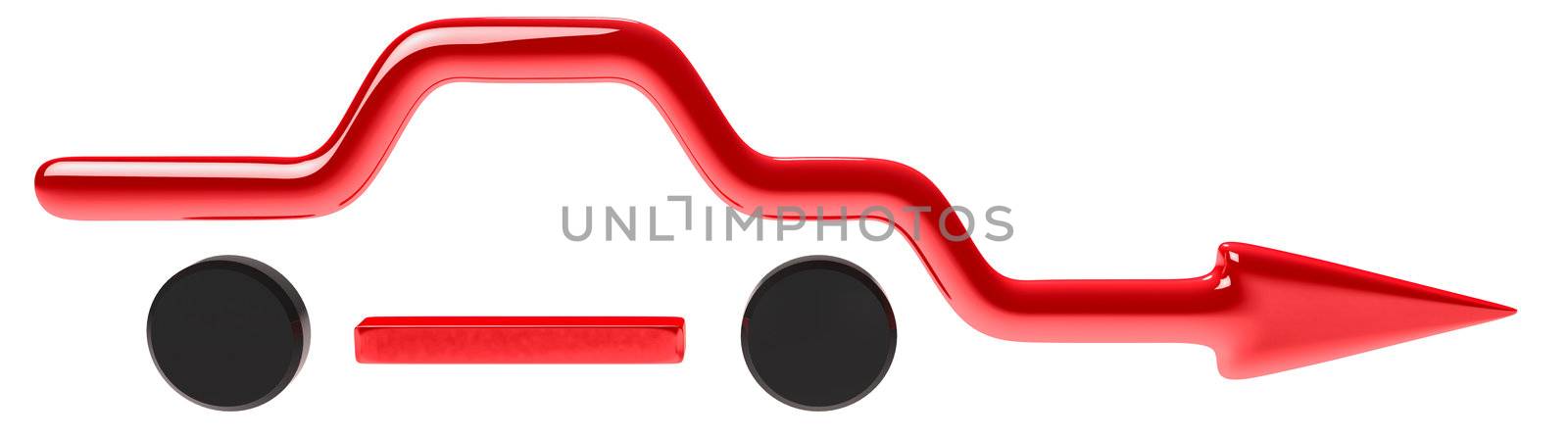 stylish curved arrow in the form of a car for business presentations on white background