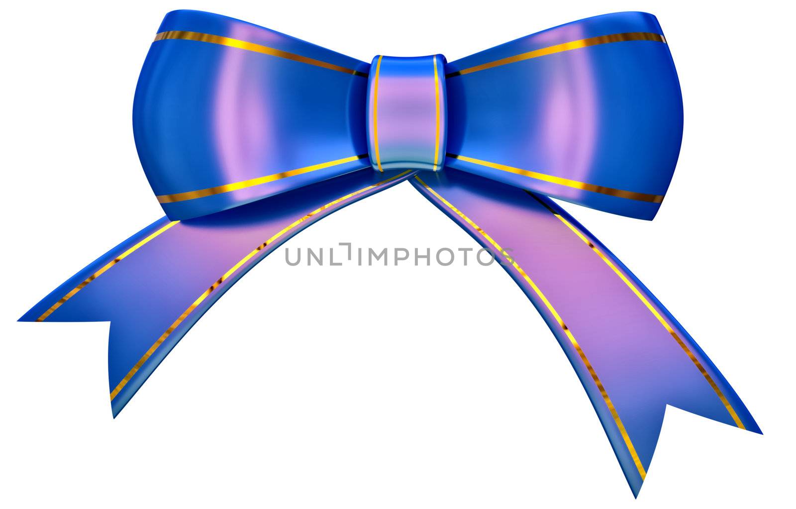 blue christmas bow on a white background