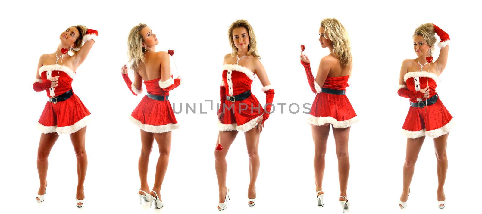 santa girl posing on white background collect