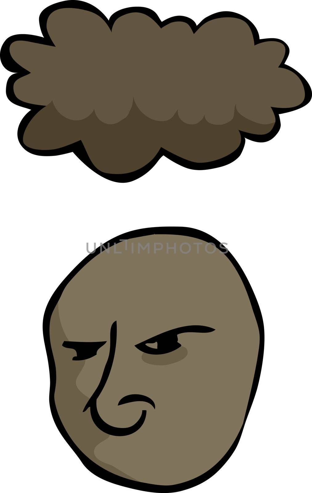 Angry face with cloud hanging above it
