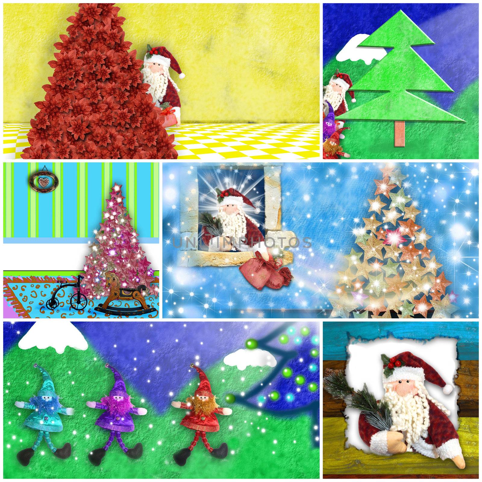 card merry christmas santa collage by Carche