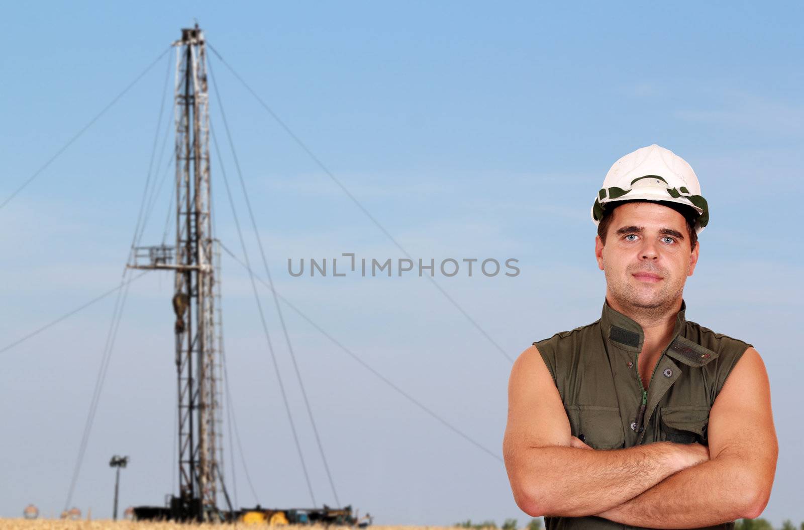 oil worker and oil rig