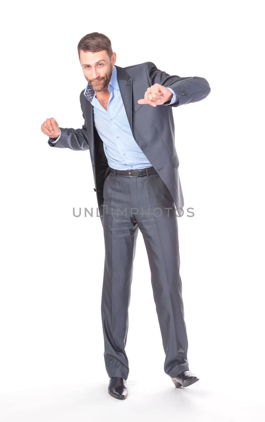 Full length portrait of cheerful business man by Discovod