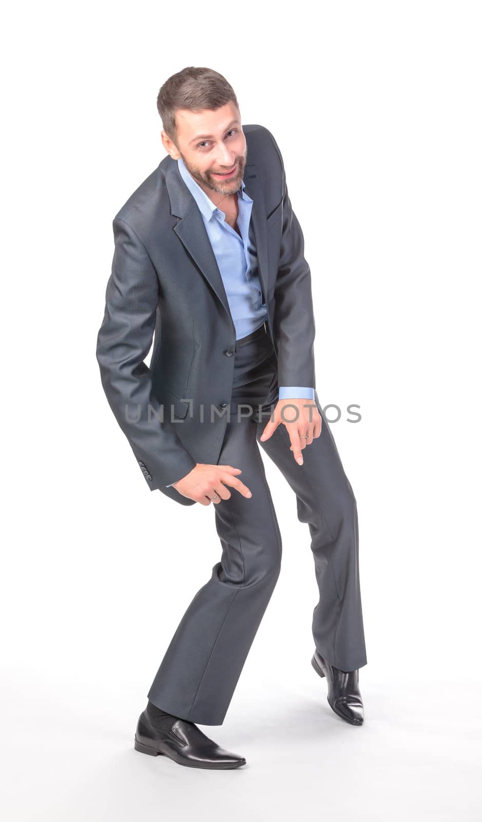 Full length portrait of cheerful business man by Discovod