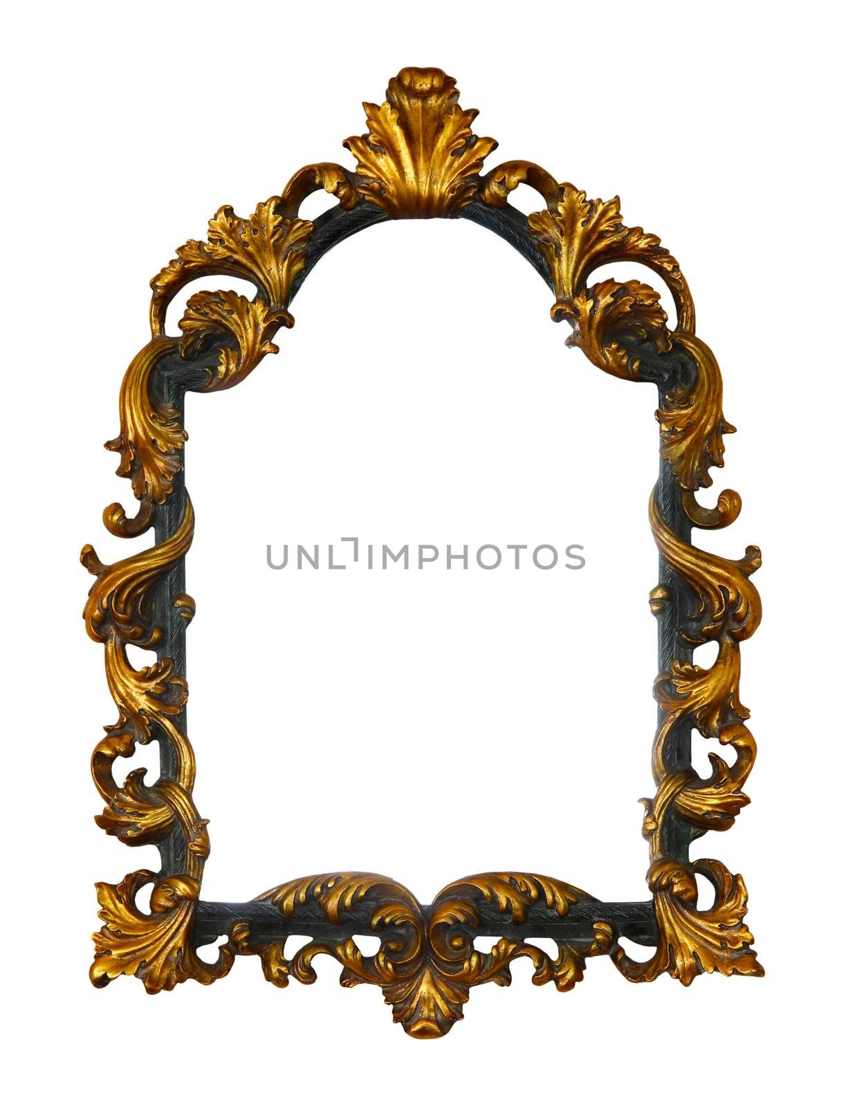 Vintage wooden picture frame isolated on white background