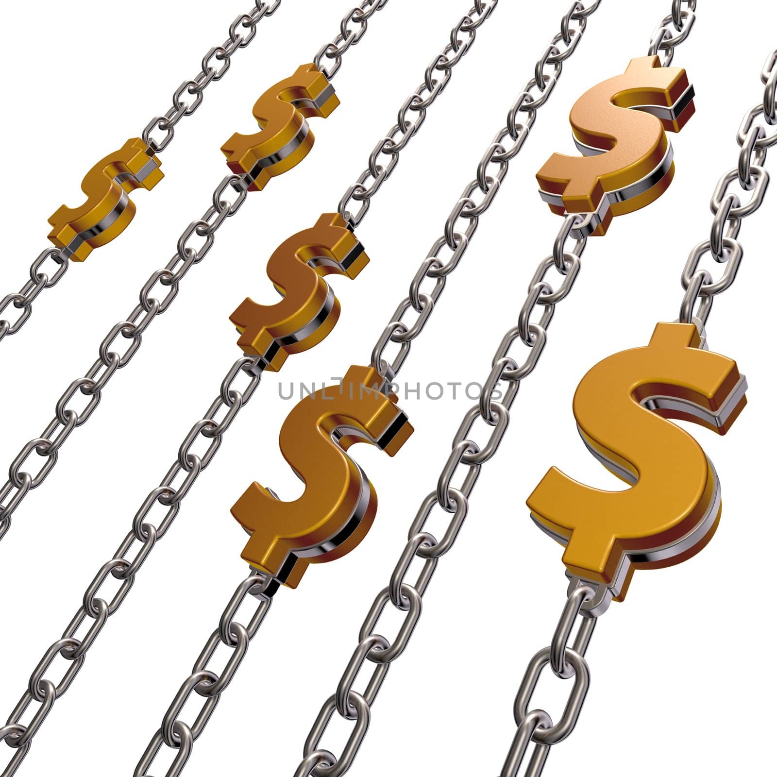 dollar symbol on chains - 3d illustration