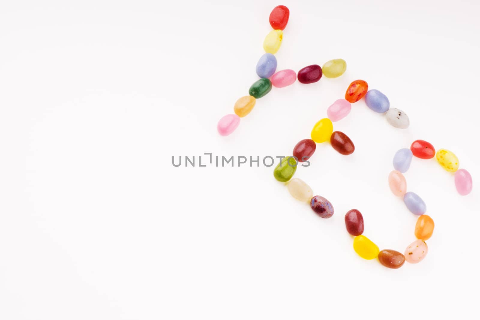 Yes sweet lettering made of colorful candies